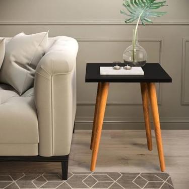 Imagem de Mesa de Apoio Lateral 4 pés Palito em Madeira - 47cm (Preto)