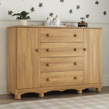 Imagem de Cômoda Infantil 125cm 2 Portas e 4 Gavetas Dengo Multimóveis Mp4440 Madeirado