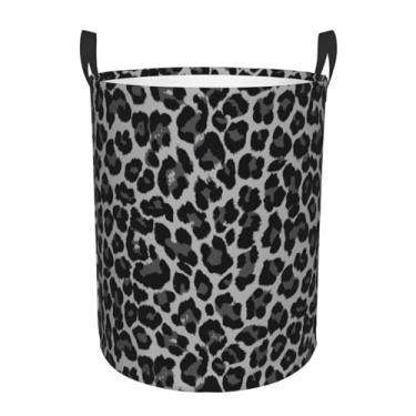 Imagem de Gbuzozie Cesto de roupa suja redondo leopardo cinza guepardo cesta de armazenamento brinquedos organizador de roupas para casa de banho quarto dormitório berçário, 62l