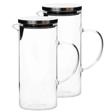 Imagem de Genérico, Kit 2 Jarra de Vidro Transparente com Tampa Inox Hermética 1,5 Litros Suco Água Drinks Cozinha