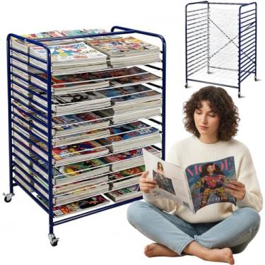 Imagem de Sintuff Estante de secagem de arte móvel para uso doméstico em sala de aula ou estúdio, suporte de secagem de pintura de metal, economia de espaço, mantenha a arte protegida enquanto seca, 91 cm de