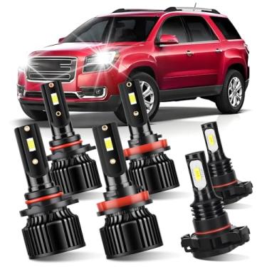 Imagem de rosunmantic Adequado para GMC Sierra 1500 2007 2008 2009 2010 2011 2012 2013 lâmpadas de farol alto baixo neblina combo 6500K branco 6 peças