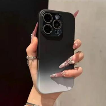 Imagem de HCPIHF Capa de celular de silicone líquido com efeito degradê, macia e resistente a impactos, para o modelo 13/A (com logotipo 13/A).