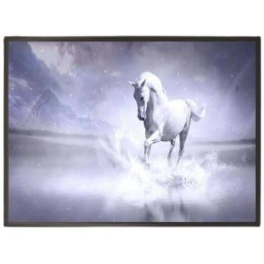 Imagem de Quadro Decorativo Cavalo Branco Com Vidro 24X18Cm