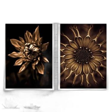 Imagem de Kit 2 Quadros Fotografias Flores Bronze 24X18Cm - Com Vidro