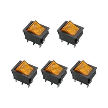 Imagem de Interruptor Gangorra Iluminado Por LED Vermelho 5pçs AC 10A 6A DPST 4 