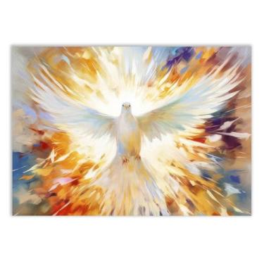 Imagem de Placa Decorativa Religioso Pomba Da Paz Ilustração Colorida Decoração Poster Quarto Sala