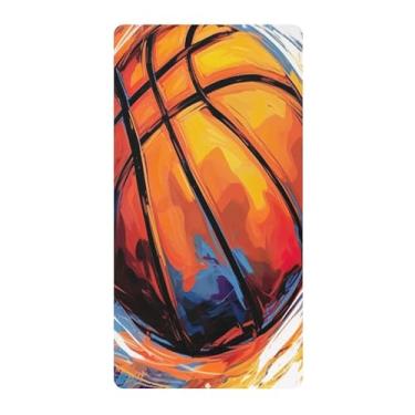 Imagem de xigua Lençol de berço de algodão com pintura de basquete para meninas e meninos, lençol macio e respirável adequado para berço padrão e cama de criança pequena