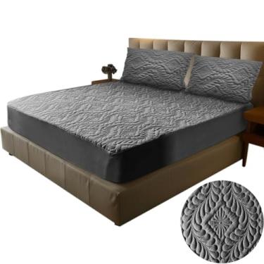 Imagem de Protetor Impermeável Capa para Colchão Matelada com Elástico(Cinza,Queen)