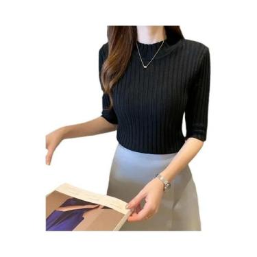 Imagem de Blusa De Malha Feminina De Verão Com Manga Curta, Top Pullover Fashion