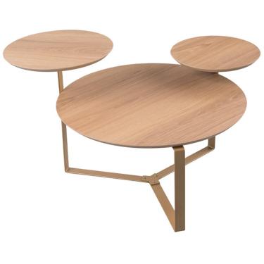 Imagem de Mesa de Centro Para Sala de Estar 3 em 1 Pés Metálicos Dari A03 Hanover Dourado - Lyam Decor