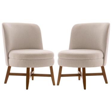Imagem de Kit 2 Poltronas Decorativas Amber Linho Bege - Gran Belo