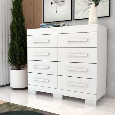 Imagem de Cômoda Milano 8 Gavetas 100% Mdf Branco - Panorama Móveis
