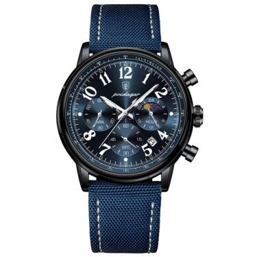 Imagem de Relógio Esportivo Militar Masculino à Prova D'agua Quartzo Multifuncional Azul