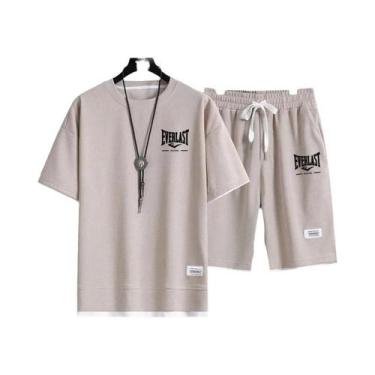 Imagem de Conjunto De Camiseta De Gola Redonda E Calções De Secagem Rápida Para 