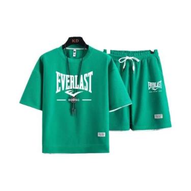 Imagem de Conjunto De Camiseta De Gola Redonda E Calções De Secagem Rápida Para 