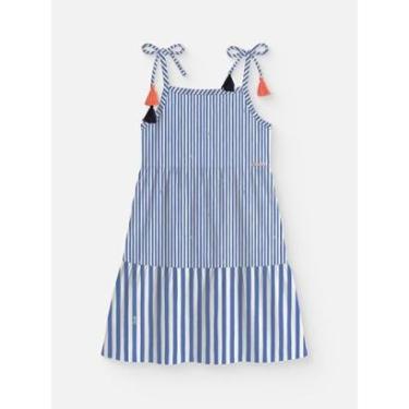 Imagem de Vestido Infantil Menina Alcinha Listras Azul Compose Bimbi-Feminino