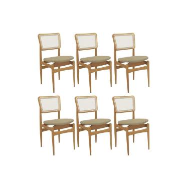 Imagem de Kit 6 Cadeiras Sala Jantar Stela 1CMM013CA Premium Madeira Maciça 6 Un Carvalho/Boucle Bege/Tela Bege - Kappesberg