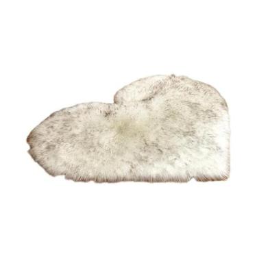 Imagem de Tapete De Pelúcia Em Forma De Coração, Tapete De Pele De Ovelha Fofinh