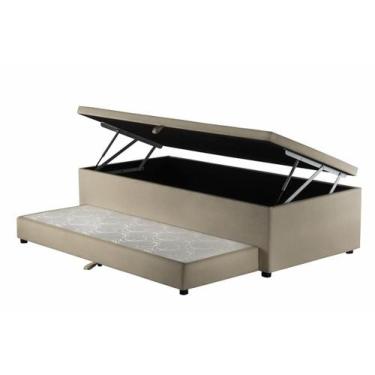 Imagem de Cama Box Baú Solteiro com Cama Auxiliar Conjugada Ortopédica Poliester