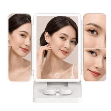 Imagem de Espelho Led Dobravel De Maquiagem Rosto Limpa Lentes Camarim - TATUDEB
