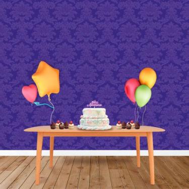 Imagem de Painel Retangular em Jacquard Roxo Medalhão - Jacquard Tradicional, 2,