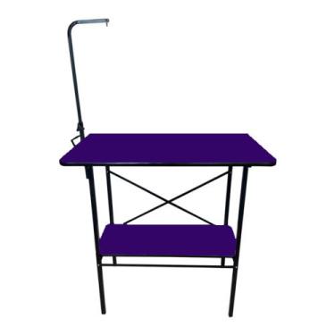 Imagem de Mesa Banho E Tosa Com Prateleira Petshop - Bravura Pet, Roxo