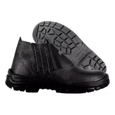 Imagem de Bota Botina Segurança Elástico Bico Pvc Couro Preta Obra Epi - RHINO, 
