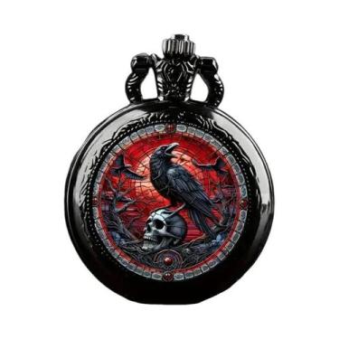 Imagem de Relógio De Bolso Retrô Com Padrão Colorido, Colar Flip Médio De Quartz