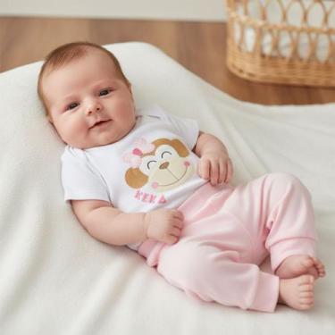 Imagem de Conjunto Body Manga Curto Bordado com Calça para Bebê Menino Menina 02