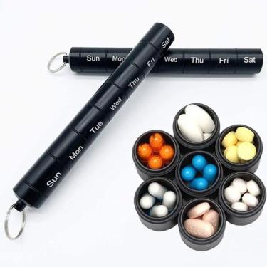 Imagem de Porta Comprimidos Capsulas Bolsa Camping Viagem Metal Resistente Rosqu