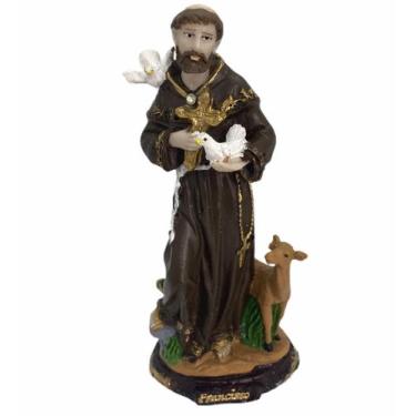 Imagem de São Francisco De Assis Com Crucifixo Escultura Em Resina 14 Cm - Biall