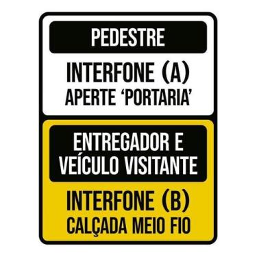 Imagem de Kit 10 Placa Acm Interfone Pedestre Entregador Veículo 18X23 - Sinaliz