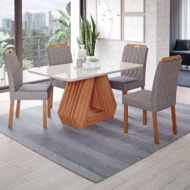 Imagem de Mesa de Jantar 4 Lugares ágata Paola com Vidro Cinamomo/Off White/Grafite - Cimol