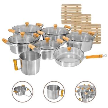 Imagem de Jogo De Panelas 10 Pç Alumínio Fundido Grosso Batido Polido - Feheros