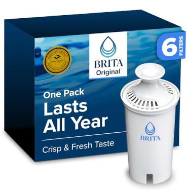 Imagem de Brita Filtro de água padrão para jarros e dispensadores, reduz as impurezas de cobre, cádmio e mercúrio, dura dois meses ou 40 galões, inclui 6 filtros para jarros