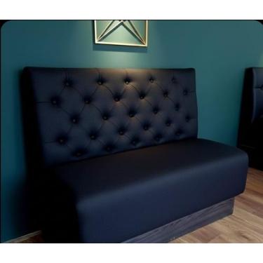 Imagem de Poltrona Sofá Booth Luxo 1,20cm Base Amadeirada Restaurante, Comércio 