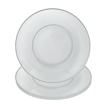 Imagem de Jogo 4 Prato Raso De Vidro Gema Plus Transparente 25cm Class Home