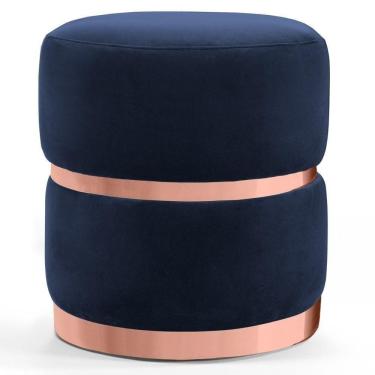 Imagem de Puff Decorativo Com Cinto E Aro Rosê Round B-287 Marinho