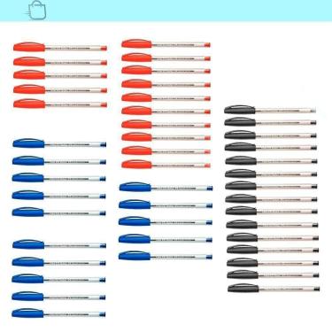 Imagem de Kit 45 Canetas Azul Vermelha Preta Faber-Castell