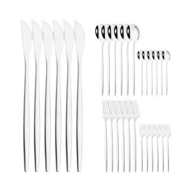 Imagem de Conjunto De Talheres De Aço Inoxidável Verde Dourado 30 Peças Utensíli