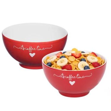 Imagem de Jogo 2 Bowl Tigela Cumbuca Sobremesas Porcelana Vermelho Red Lamour Co