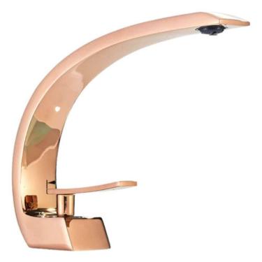 Imagem de Torneira Curva Monocomando em Inox 304 Bica Alta Domum Rosé Gold