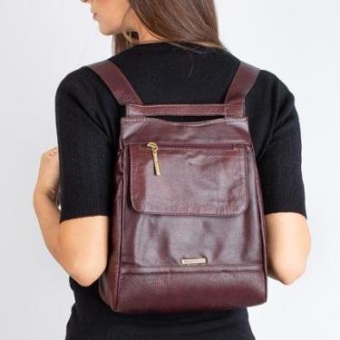 Imagem de Mochila pequena antifurto de couro Susan-Feminino