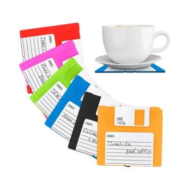 Imagem de Conjunto De 6 Porta-Copos Antiderrapantes Em Formato De Disquete De Si