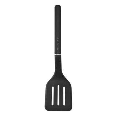 Imagem de Espátula Perfurada KitchenAid 35cm Preta Nylon Virador Cozinha Antiade