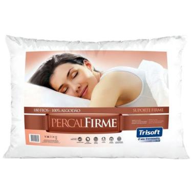 Imagem de Travesseiro Lavável Percal Firme 50x70cm Algodão Trisoft Branco, 1 uni