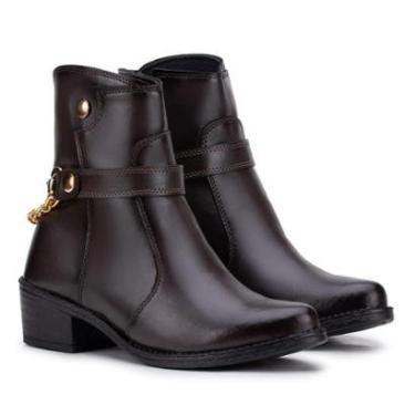 Imagem de Bota Montaria Feminina Cano Medio Corrente Moderna Tendencia Café-Feminino