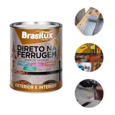 Imagem de Tinta fundo e acabamento direto na ferrugem 900 ml - BRASILUX, Branco 
