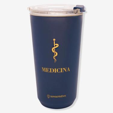 Imagem de Copo Térmico Copo Sky Profissões Medicina Azul para Bebidas Quentes e Frias em Aço Inoxidável com Tampa Hermética